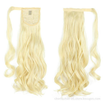 Wholesale Hot Sale Chorliss Natural Indian Virgin Cheveux Afro Curly Hair Ponytail For Black Women Synthetic Ponytail Extensions